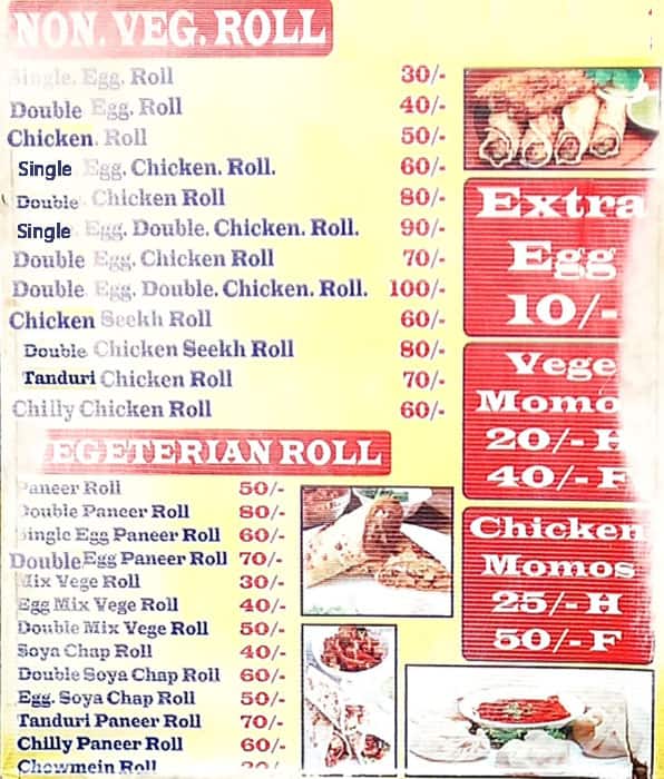 Menu of Kolkata Kathi Roll, West Patel Nagar, New Delhi