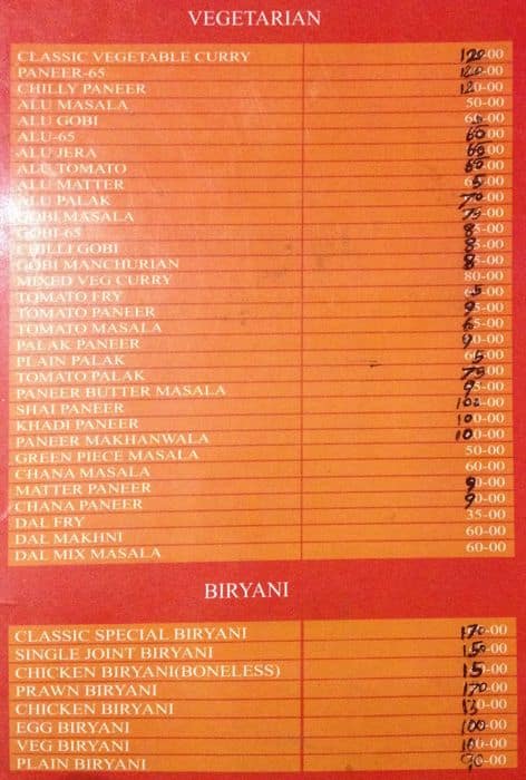 Menu at Classic Dhaba, Visakhapatnam, M6QP+X4V