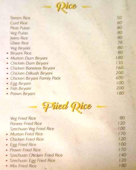 Savitha Family Restaurant menu