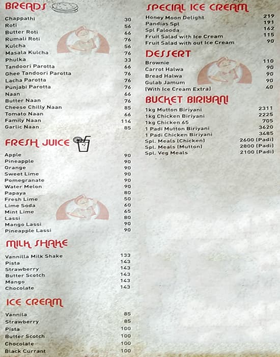 Pandia's Avenue menu