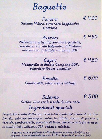 Come a Casa меню