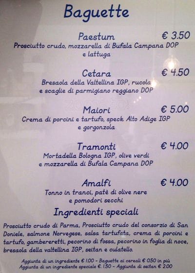 Come a Casa меню