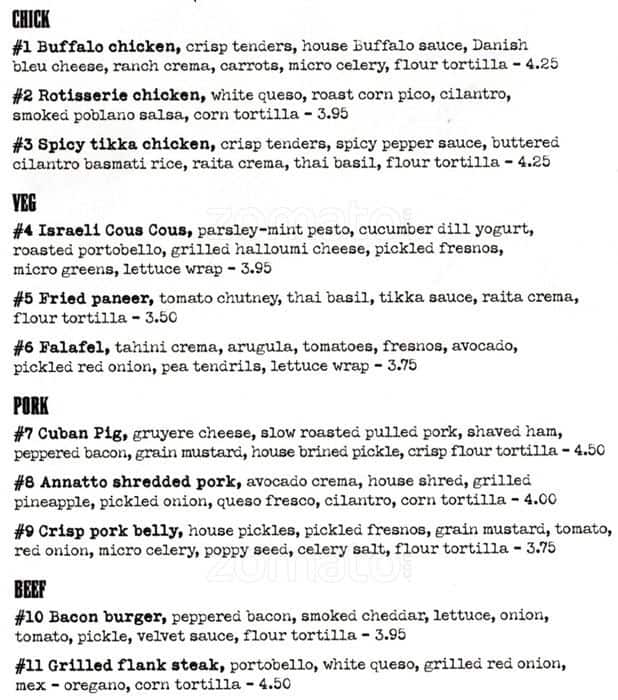 Velvet Taco Menu, Menu for Velvet Taco, Gold Coast, Chicago