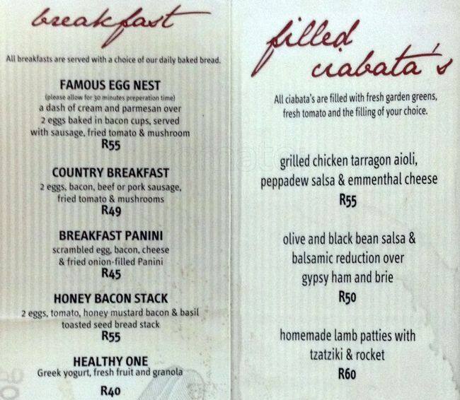 Beans About Coffee Menu, Menu for Beans About Coffee, Riebeek Kasteel