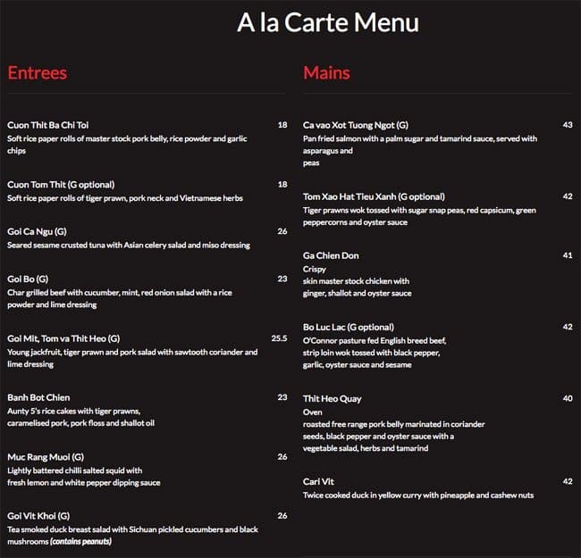 Red Lantern on Riley Menu, Menu for Red Lantern on Riley, Darlinghurst ...