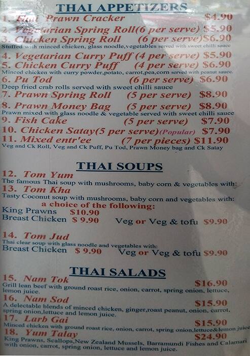 Pad Thai Take Away Restaurant Menu