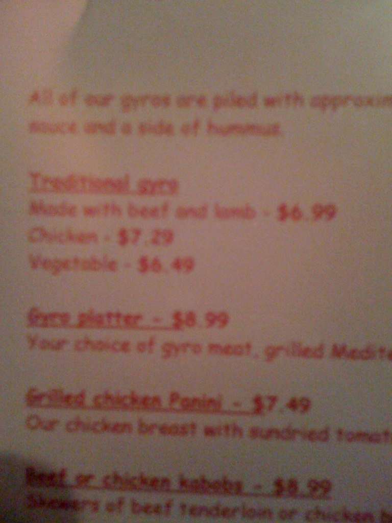 Menu at Nara Cafe And Hookah Lounge, St. Louis