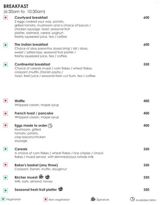 Paprika Courtyard by Marriott Menu Zomato