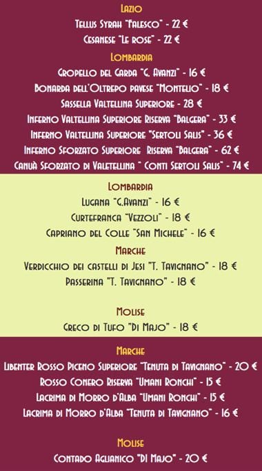 Menu di Vineria Salumeria Ristorante 