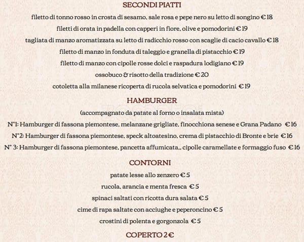 Menu di Vineria Salumeria Ristorante 