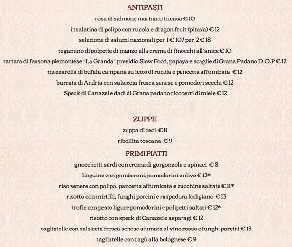 Menu di Vineria Salumeria Ristorante 
