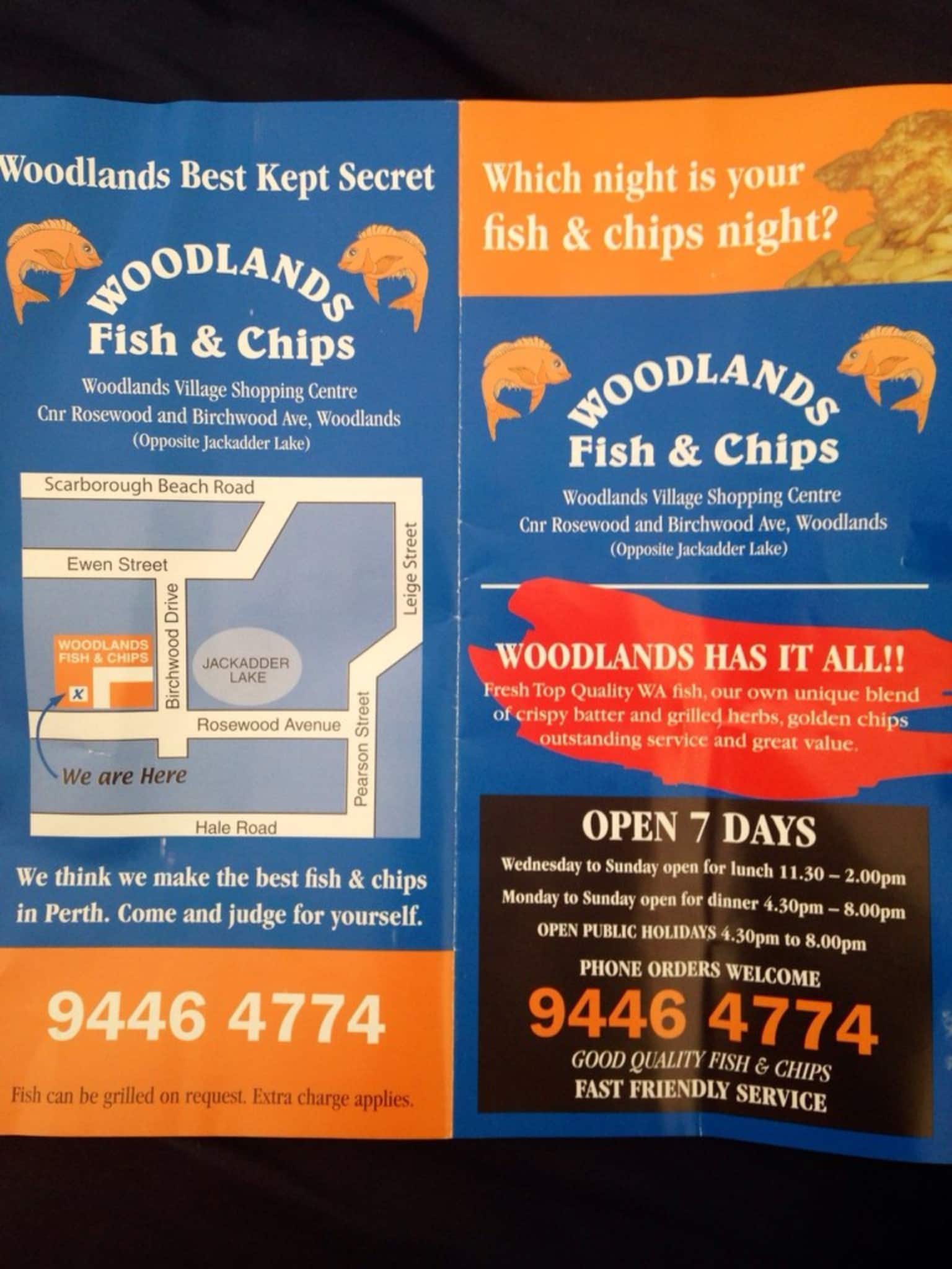 Woodlands Fish and Chips Menu, Menu for Woodlands Fish and Chips