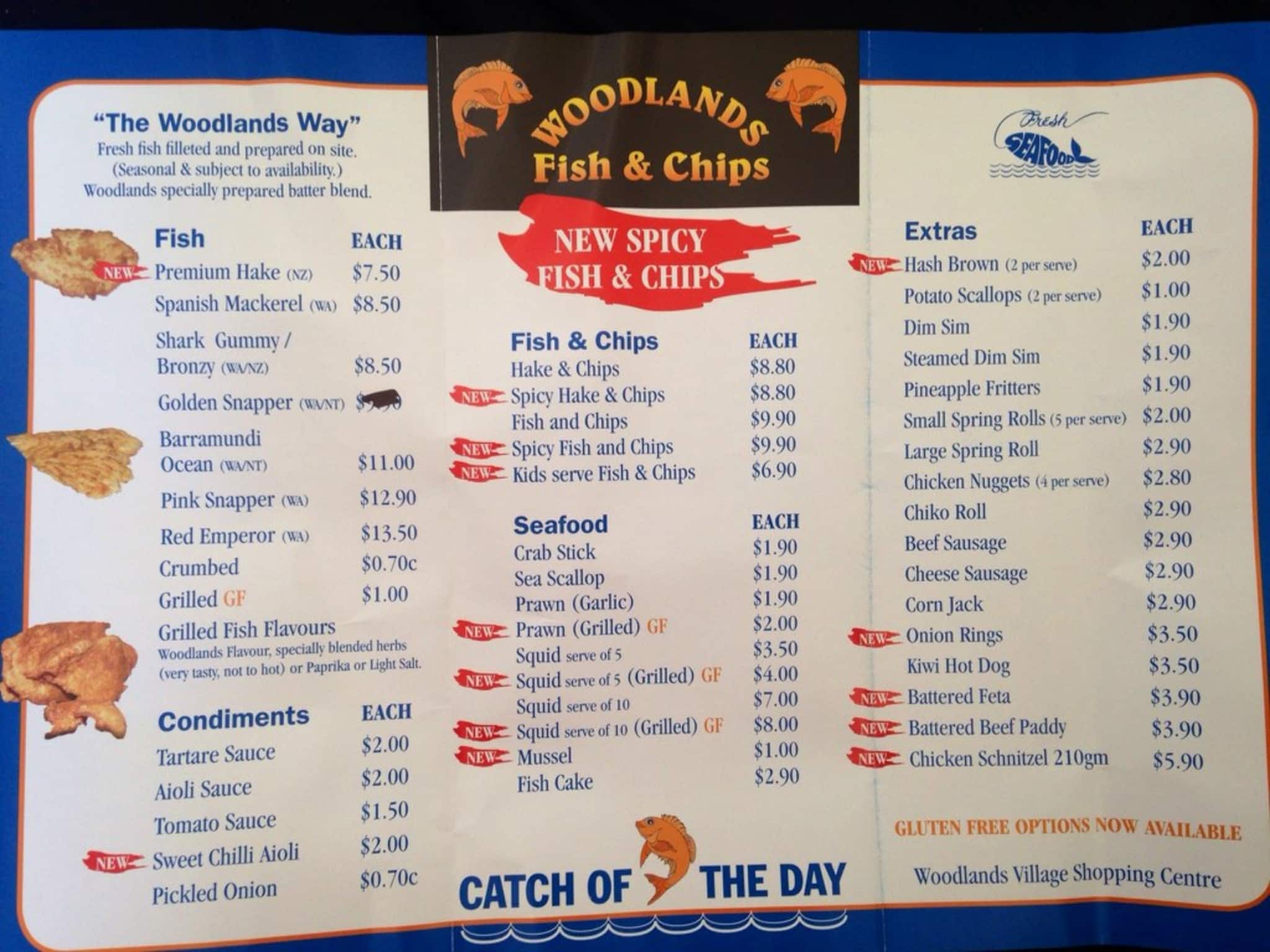 Menu at Woodlands Fish and Chips restaurant, Woodlands, Shop 9