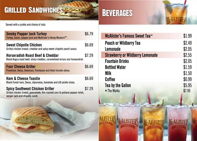 Menu at McAlister's Deli restaurant, Fort Worth, Camp Bowie Blvd Suite 244