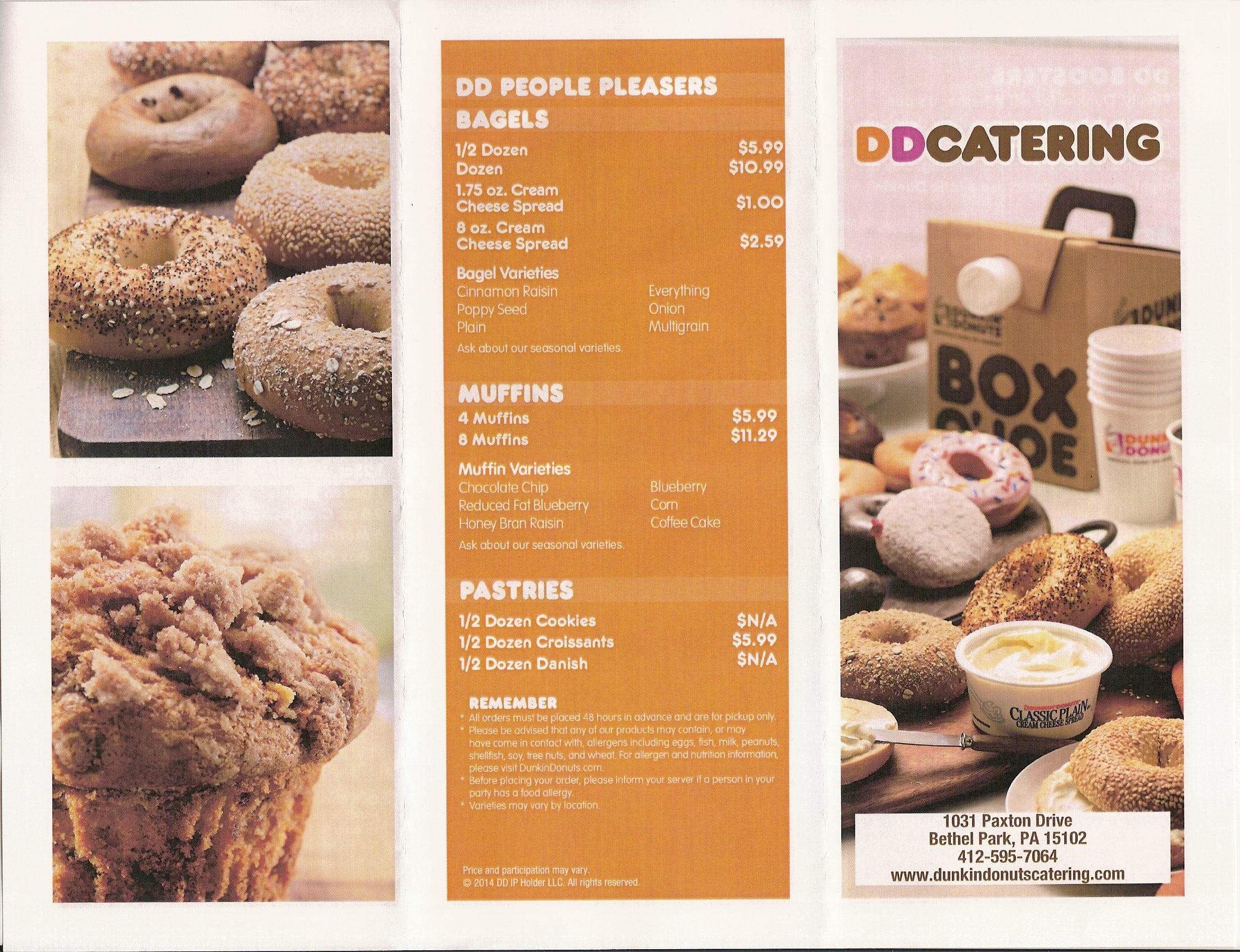 Printable Dunkin Donuts Menu