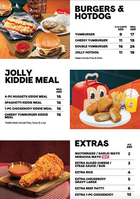 Carta del restaurante Jollibee Al Wahda Mall, Abu Dabi, Level 3