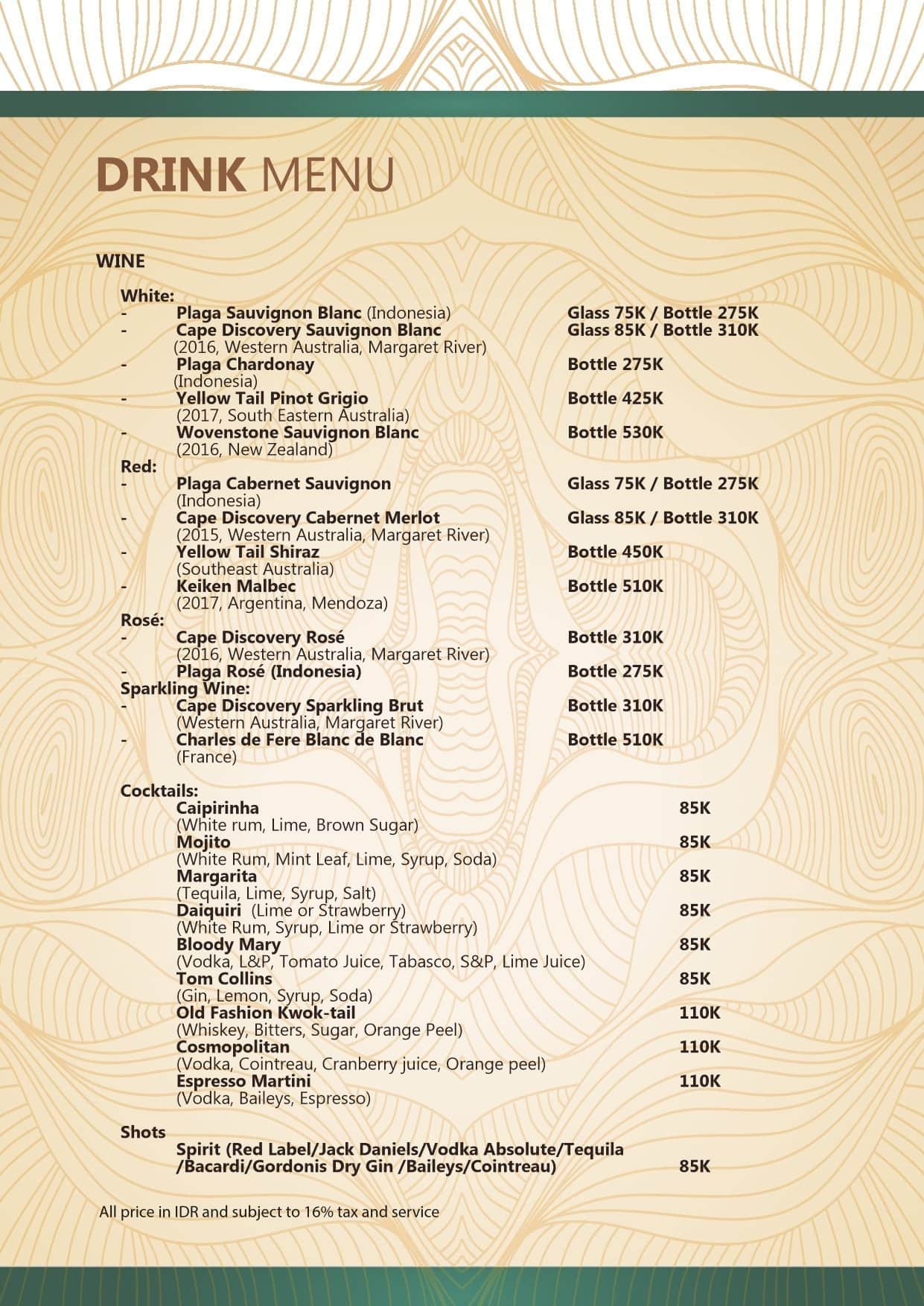 Menu at Titi Batu Restaurant, Gianyar