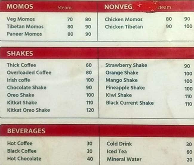 Menu at Santorini Cafe, Pune
