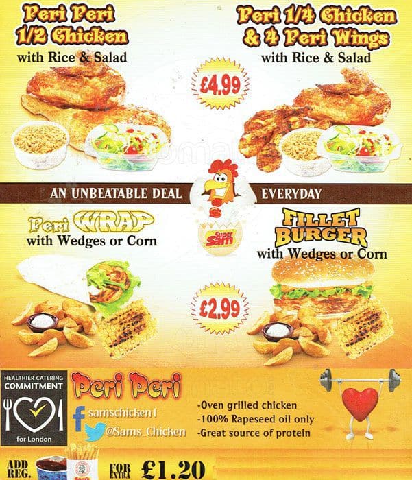 Sam's Chicken Menu, Menu for Sam's Chicken, Harrow, London Zomato UK