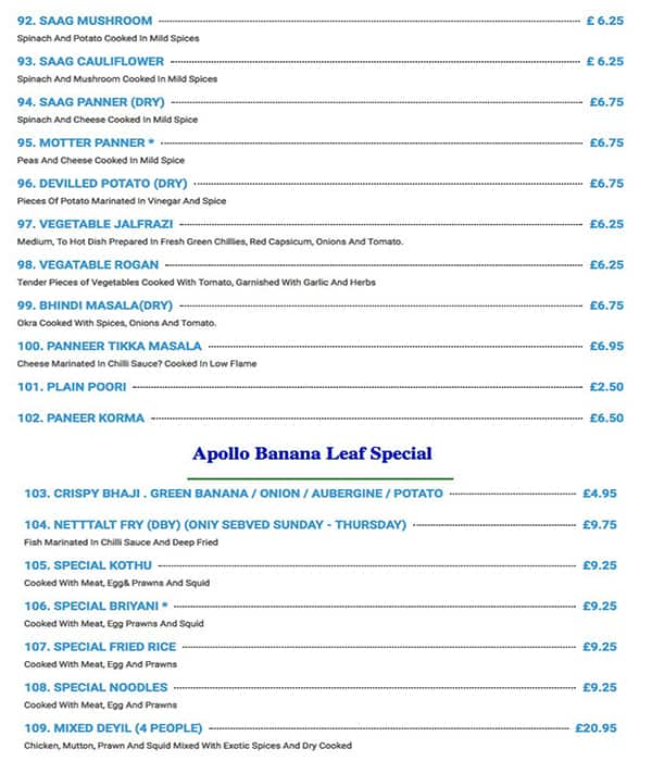 Menu at Apollo Banana Leaf restaurant, London
