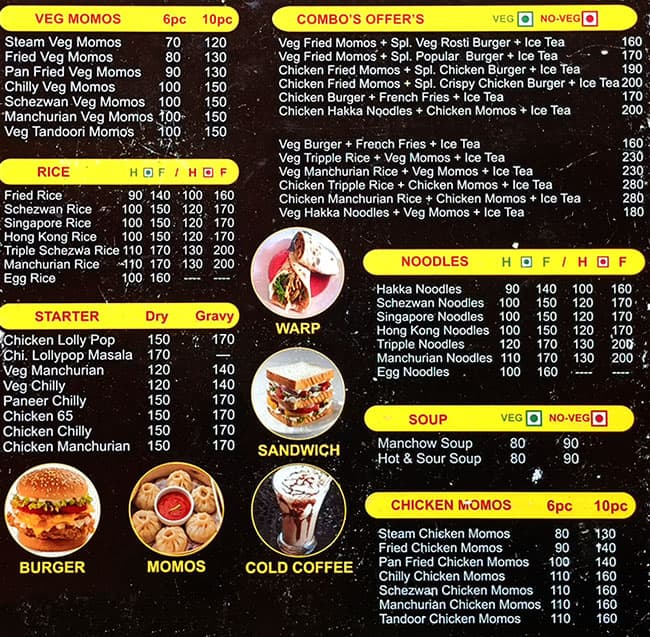 Hot Momo's & Burger menu