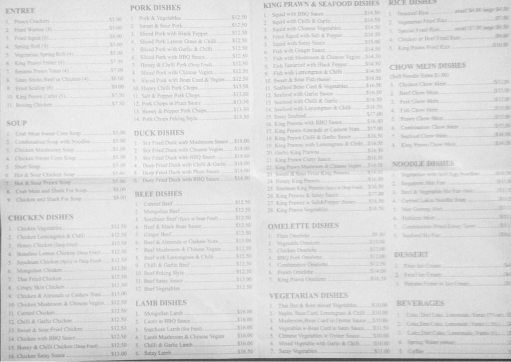 Home Maker Chinese Food Menu, Menu for Home Maker Chinese Food, Bunbury