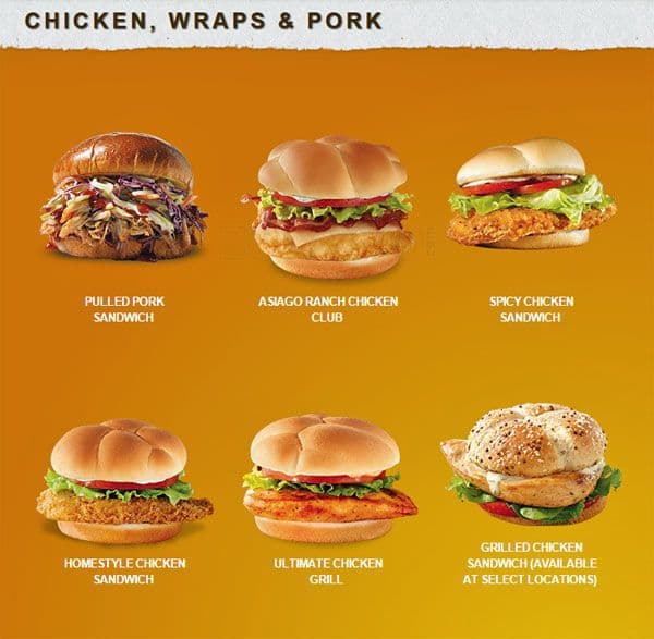 Menu at Wendy's fast food, Boerne