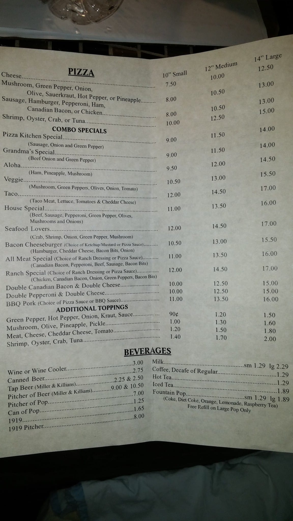 Menu at Poor Richard's Restaurant, New Hampton