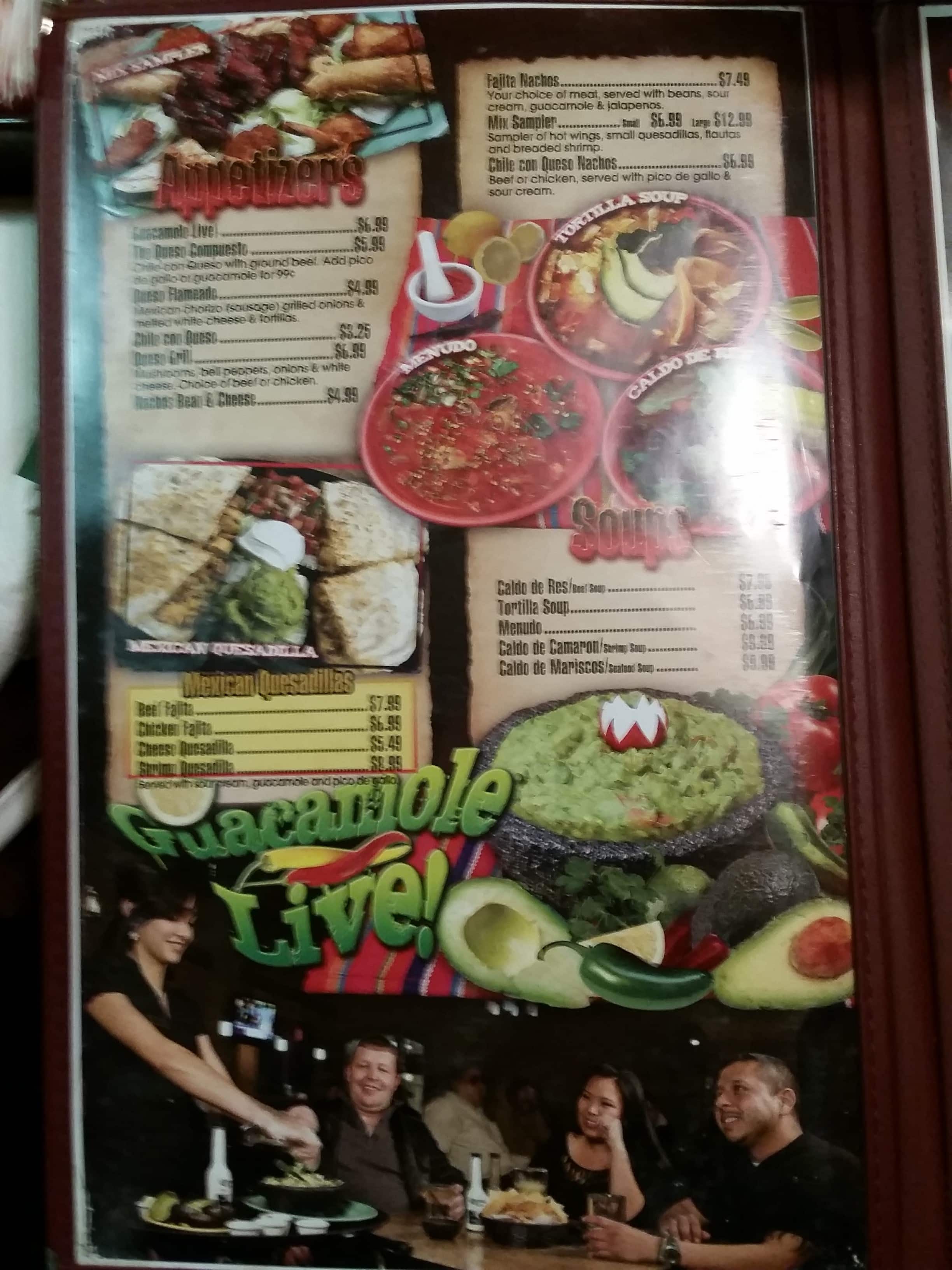 Menu at Taqueria Mexicano Grille Estilo Jalisco restaurant, Cleburne