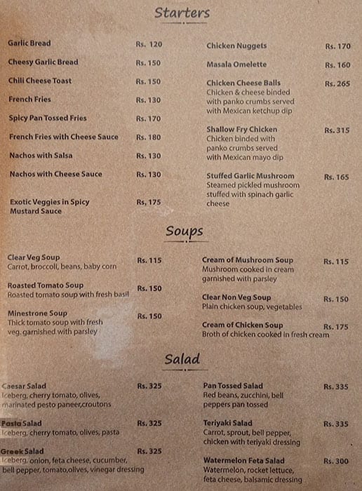 Cafe Markiv's menu
