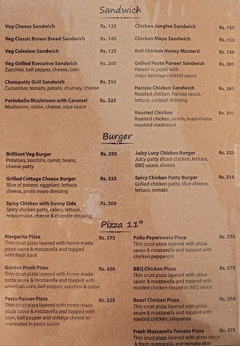 Cafe Markiv's menu