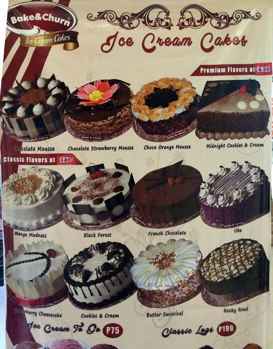 Bake & Churn Menu, Menu for Bake & Churn, Fairview, Quezon City