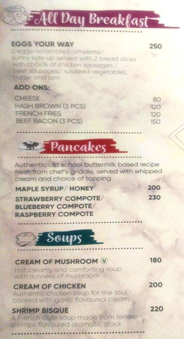 Tryst Cafe menu