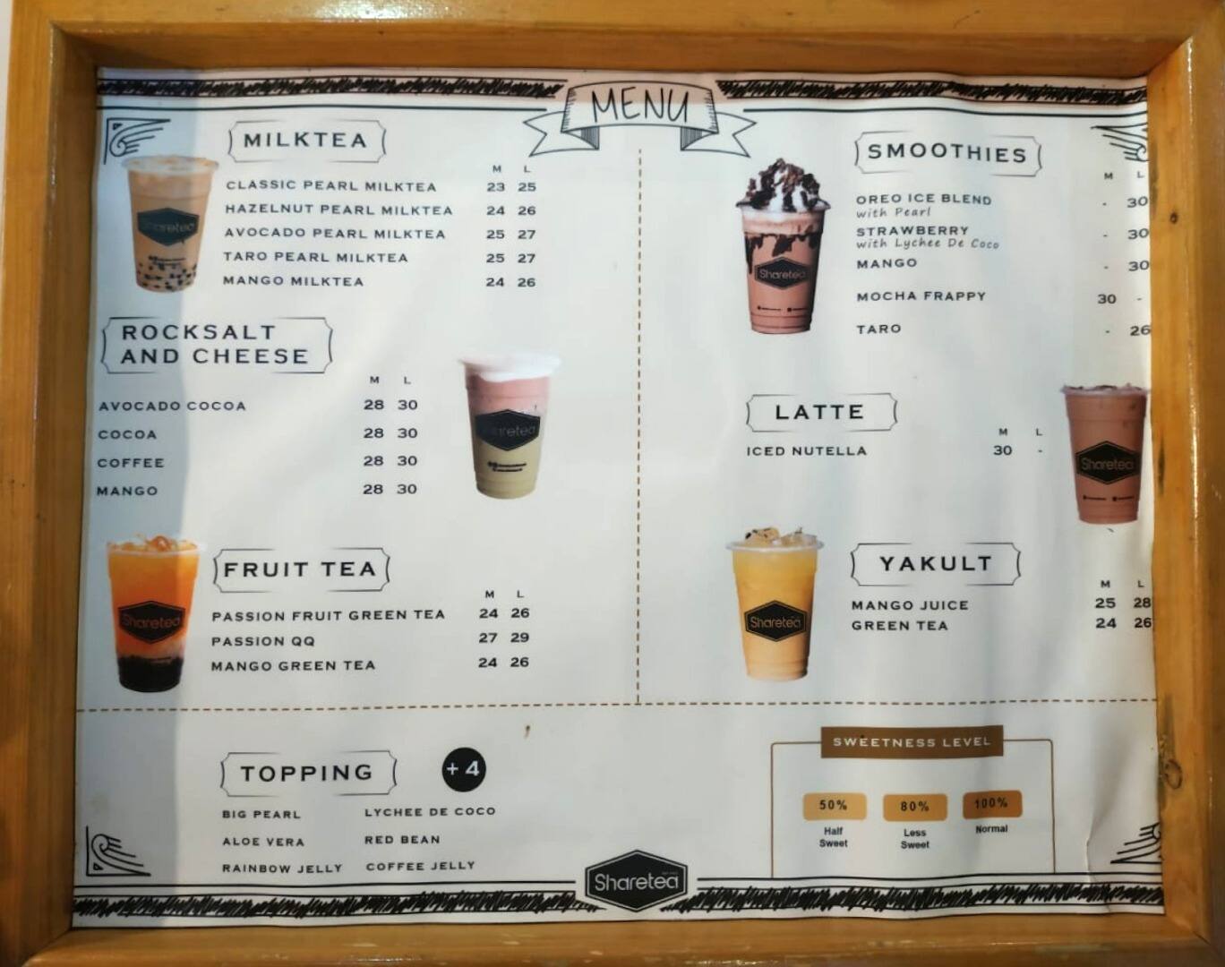 Menu at Sharetea, Jakarta, Gading Walk Unit 03A