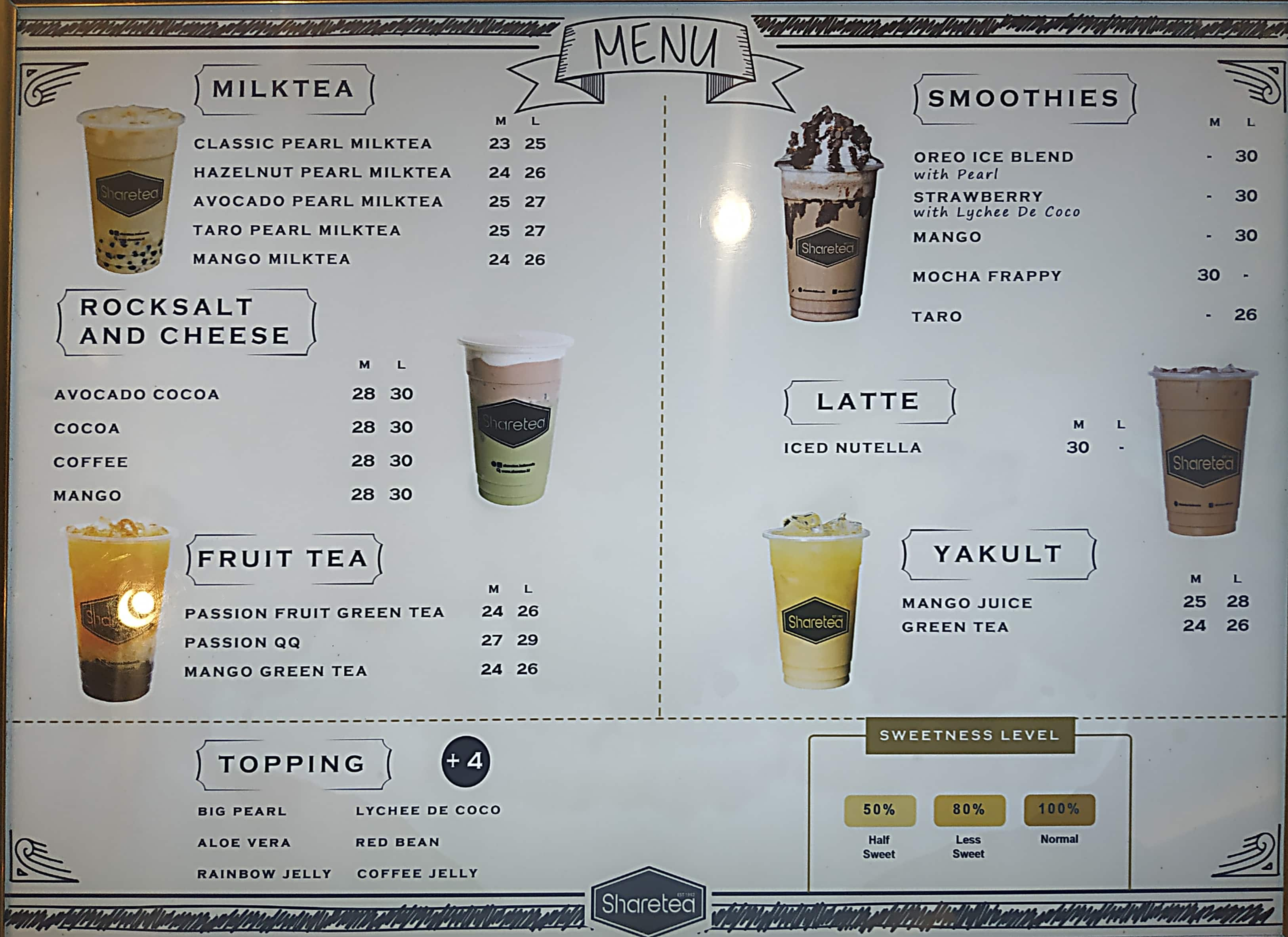 Menu At Sharetea, Bogor