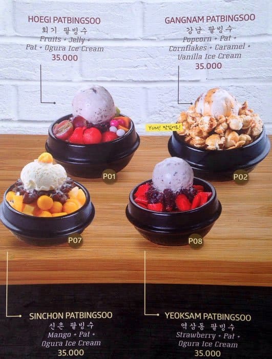 Patbingsoo Korean Dessert House Menu Zomato Indonesia