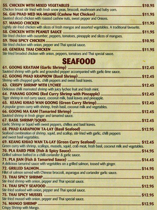 Red Chilli Thai menu