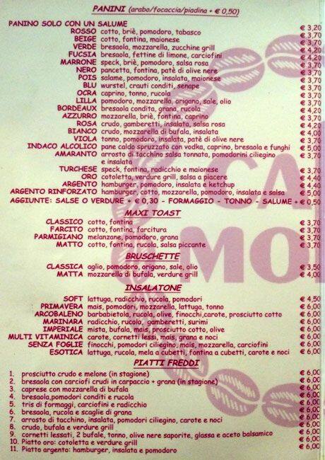 Menu di Caffè Matto 