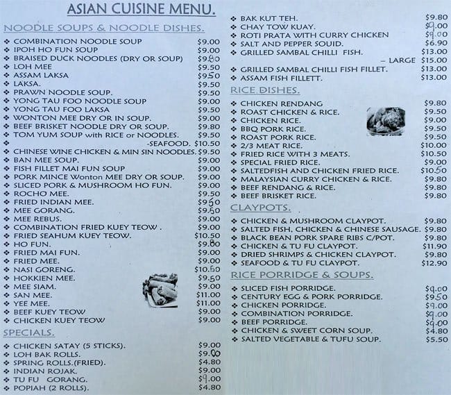 Asian Cuisine Menu 55