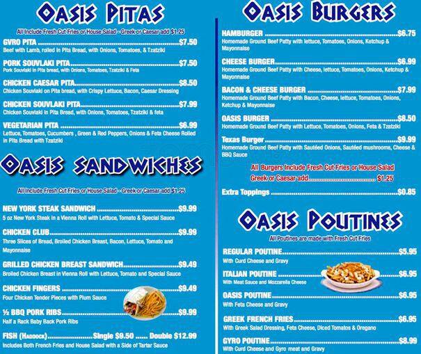 Menu At Greek Oasis Restaurant Belleville