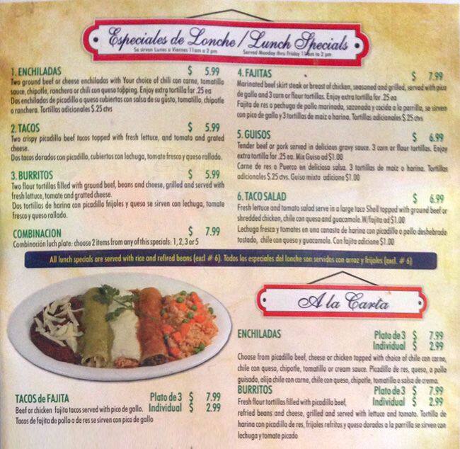 Carta de Danal's Mexican Restaurant