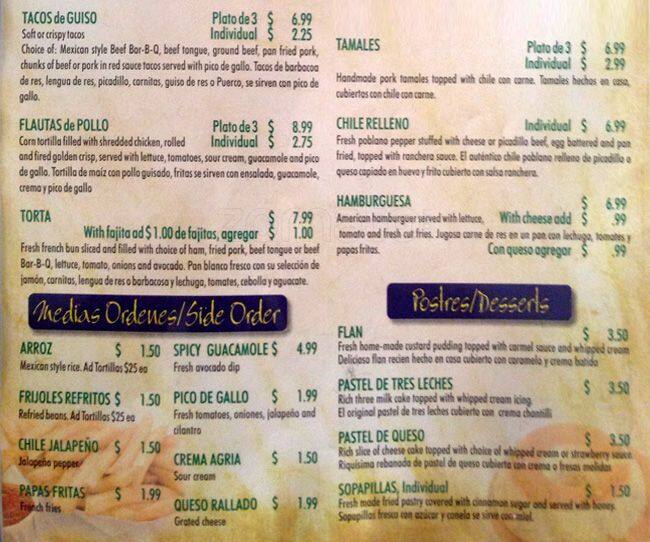 Carta de Danal's Mexican Restaurant