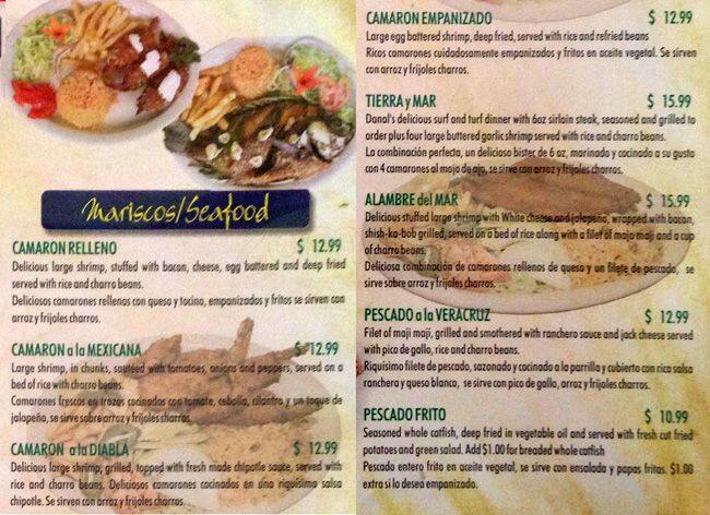 Carta de Danal's Mexican Restaurant