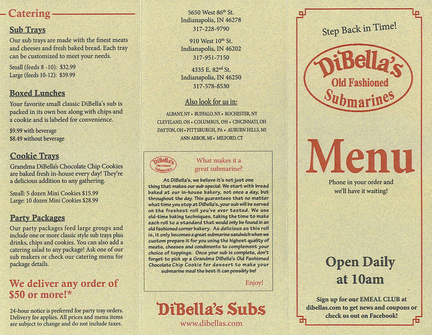 DiBella s Subs Menu Menu For DiBella s Subs Northwest Indianapolis Urbanspoon Zomato