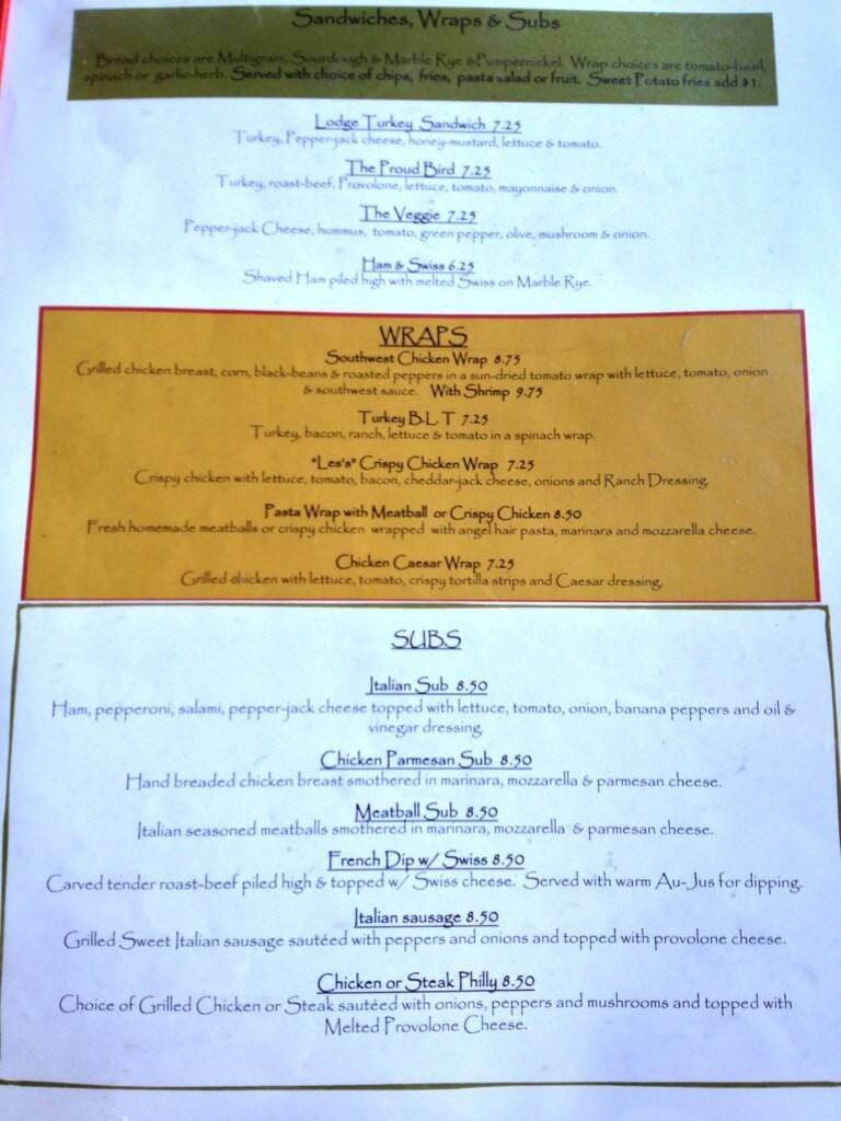 Lodge Espresso Bar Eatery Menu