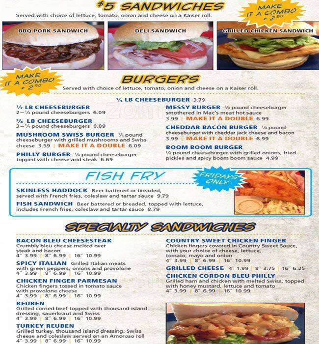 Mac's Philly Steaks menu