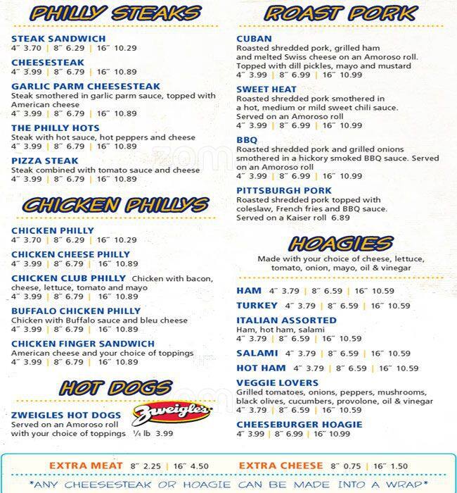 Mac's Philly Steaks menu