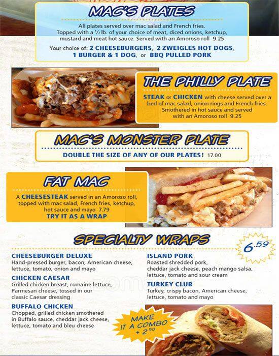 Mac's Philly Steaks Menu, Menu for Mac's Philly Steaks, Four Corners