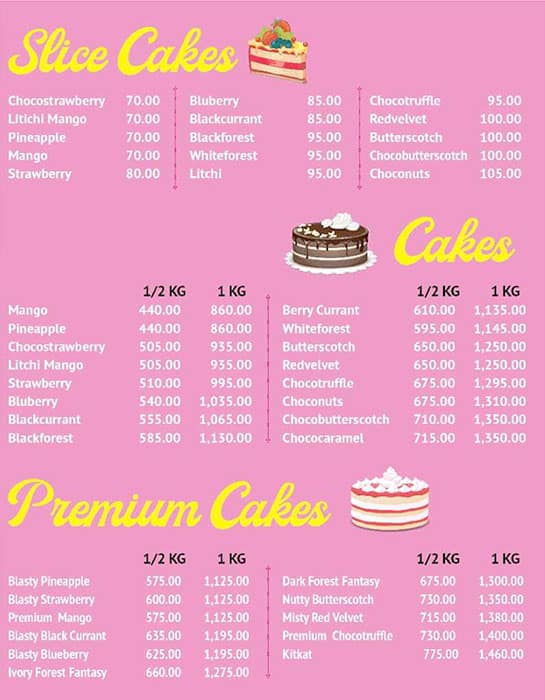 Menu of CK Bakery, Gopalapuram, Chennai