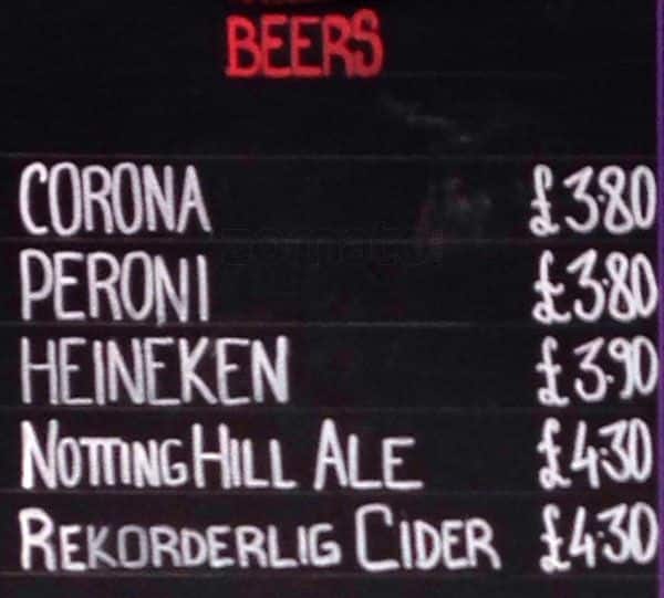 Menu at Gate pub & bar, London, 87 Notting Hill Gate